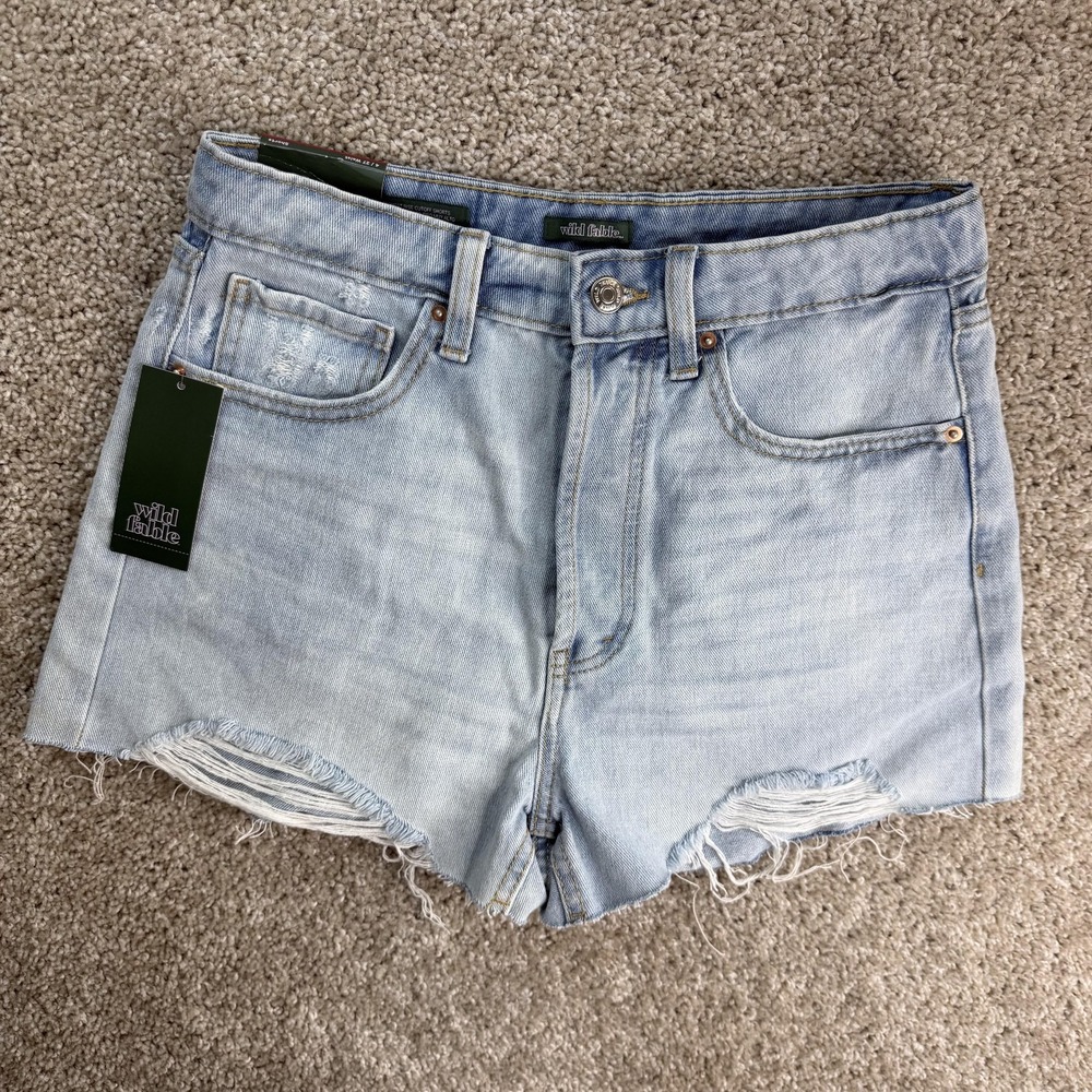 Wild Fable Denim Cutoff Shorts Womens 4 Blue Highest Rise Light Wash Summer